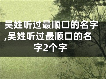 吴姓听过最顺口的名字,吴姓听过最顺口的名字2个字