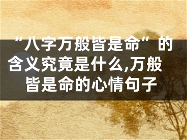 “八字万般皆是命”的含义究竟是什么,万般皆是命的心情句子
