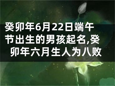 癸卯年6月22日端午节出生的男孩起名,癸卯年六月生人为八败