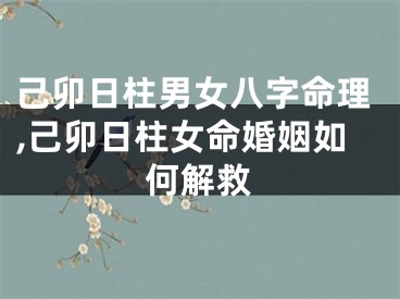 己卯日柱男女八字命理,己卯日柱女命婚姻如何解救