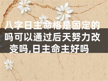 八字日主命格是固定的吗可以通过后天努力改变吗,日主命主好吗