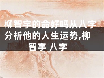 柳智宇的命好吗从八字分析他的人生运势,柳智宇 八字
