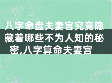八字命盘夫妻宫究竟隐藏着哪些不为人知的秘密,八字算命夫妻宫