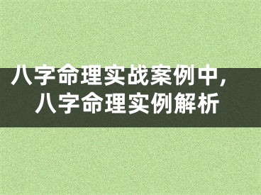 八字命理实战案例中,八字命理实例解析