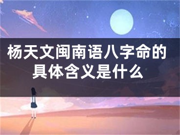 杨天文闽南语八字命的具体含义是什么