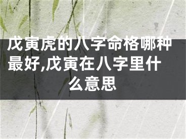 戊寅虎的八字命格哪种最好,戊寅在八字里什么意思