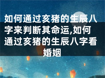 如何通过亥猪的生辰八字来判断其命运,如何通过亥猪的生辰八字看婚姻