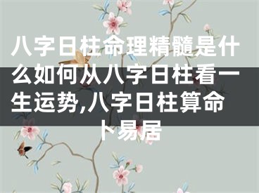 八字日柱命理精髓是什么如何从八字日柱看一生运势,八字日柱算命卜易居