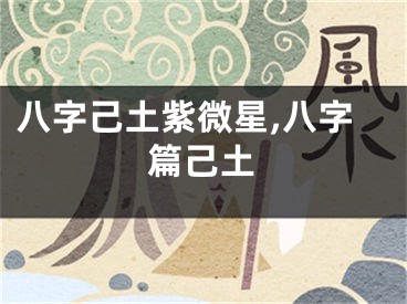 八字己土紫微星,八字篇己土