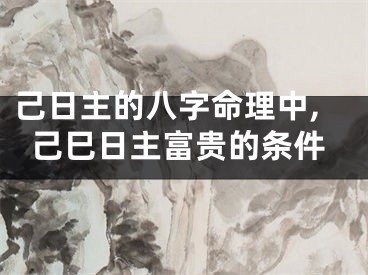 己日主的八字命理中,己巳日主富贵的条件