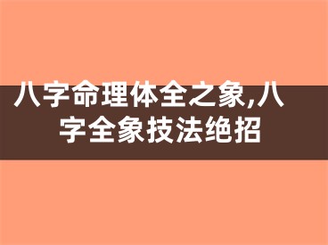 八字命理体全之象,八字全象技法绝招