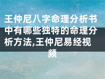 王仲尼八字命理分析书中有哪些独特的命理分析方法,王仲尼易经视频