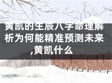 黄凯的生辰八字命理解析为何能精准预测未来,黄凯什么