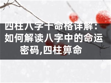 四柱八字十命格详解：如何解读八字中的命运密码,四柱箅命