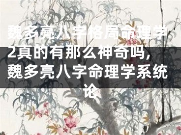 魏多亮八字格局命理学2真的有那么神奇吗,魏多亮八字命理学系统论