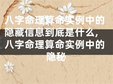 八字命理算命实例中的隐藏信息到底是什么,八字命理算命实例中的隐秘