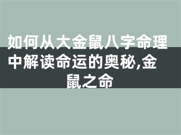 如何从大金鼠八字命理中解读命运的奥秘,金鼠之命