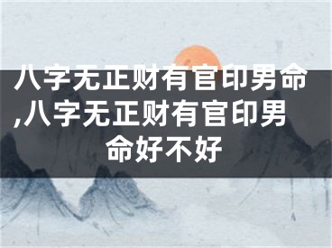 八字无正财有官印男命,八字无正财有官印男命好不好