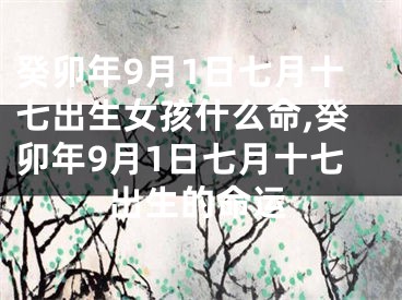 癸卯年9月1日七月十七出生女孩什么命,癸卯年9月1日七月十七出生的命运