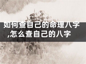 如何查自己的命理八字,怎么查自己的八字