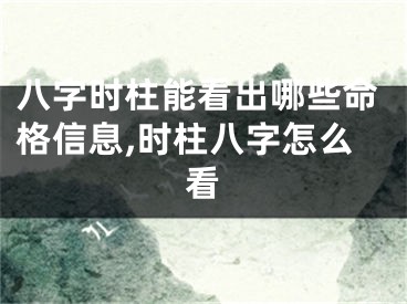 八字时柱能看出哪些命格信息,时柱八字怎么看