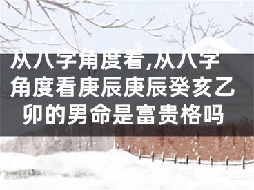 从八字角度看,从八字角度看庚辰庚辰癸亥乙卯的男命是富贵格吗