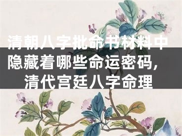 清朝八字批命书材料中隐藏着哪些命运密码,清代宫廷八字命理