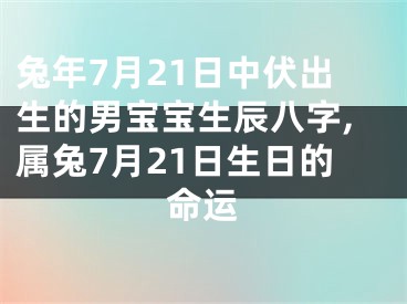 兔年7月21日中伏出生的男宝宝生辰八字,属兔7月21日生日的命运
