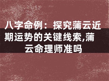 八字命例：探究蒲云近期运势的关键线索,蒲云命理师准吗