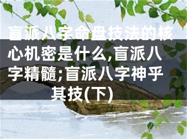 盲派八字命盘技法的核心机密是什么,盲派八字精髓;盲派八字神乎其技(下)