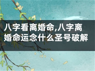 八字看离婚命,八字离婚命运念什么圣号破解