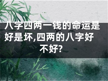 八字四两一钱的命运是好是坏,四两的八字好不好?