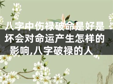 八字中伤禄破命是好是坏会对命运产生怎样的影响,八字破禄的人