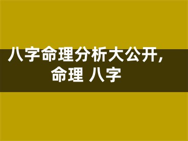 八字命理分析大公开,命理 八字
