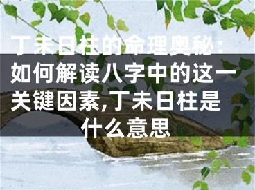 丁未日柱的命理奥秘：如何解读八字中的这一关键因素,丁未日柱是什么意思