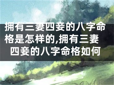 拥有三妻四妾的八字命格是怎样的,拥有三妻四妾的八字命格如何