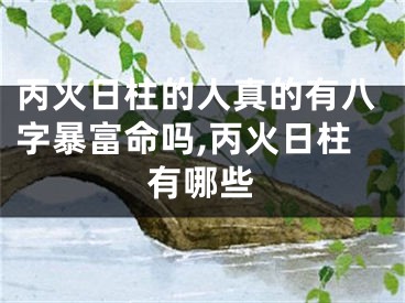 丙火日柱的人真的有八字暴富命吗,丙火日柱有哪些