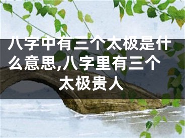 八字中有三个太极是什么意思,八字里有三个太极贵人