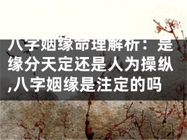 八字姻缘命理解析：是缘分天定还是人为操纵,八字姻缘是注定的吗