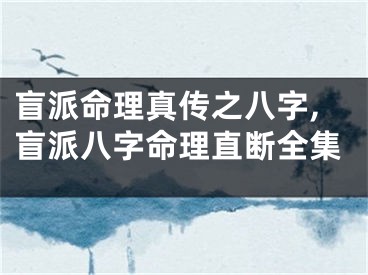 盲派命理真传之八字,盲派八字命理直断全集