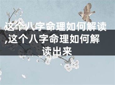这个八字命理如何解读,这个八字命理如何解读出来