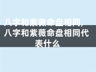 八字和紫薇命盘相同,八字和紫薇命盘相同代表什么