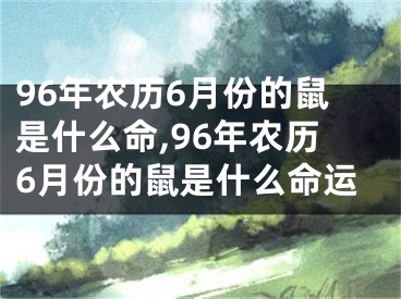 96年农历6月份的鼠是什么命,96年农历6月份的鼠是什么命运