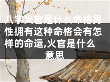 八字火官是什么命格男性拥有这种命格会有怎样的命运,火官是什么意思