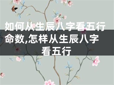如何从生辰八字看五行命数,怎样从生辰八字看五行