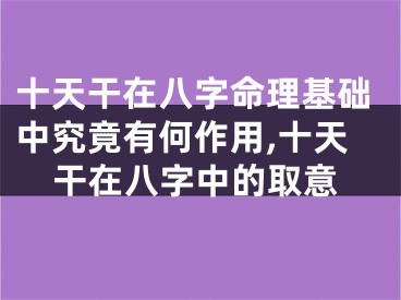 十天干在八字命理基础中究竟有何作用,十天干在八字中的取意