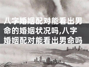 八字婚姻配对能看出男命的婚姻状况吗,八字婚姻配对能看出男命吗