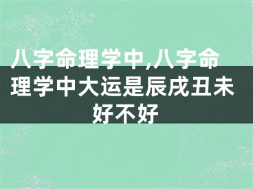 八字命理学中,八字命理学中大运是辰戌丑未好不好