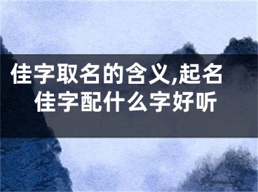 佳字取名的含义,起名佳字配什么字好听