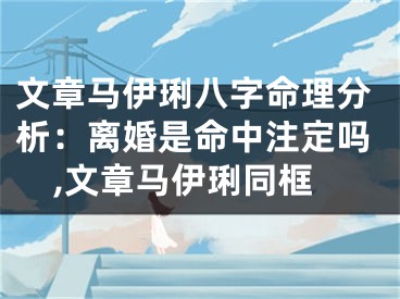 文章马伊琍八字命理分析：离婚是命中注定吗,文章马伊琍同框